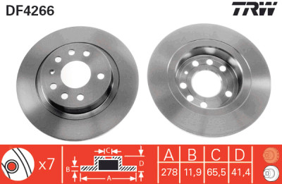 Set di (2) dischi freno TRW DF4266