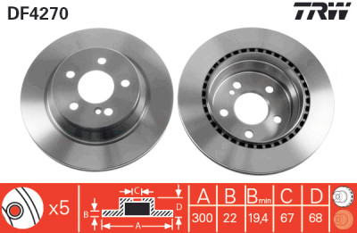 Set di (2) dischi freno TRW DF4270