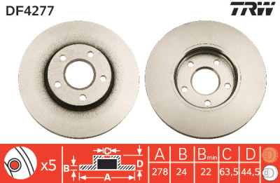 Set di (2) dischi freno TRW DF4277