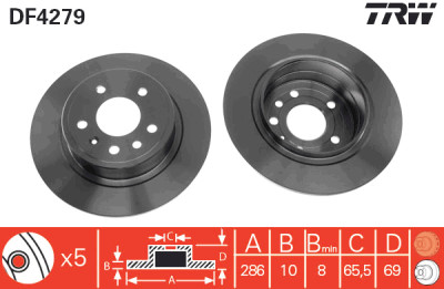 Set di (2) dischi freno TRW DF4279
