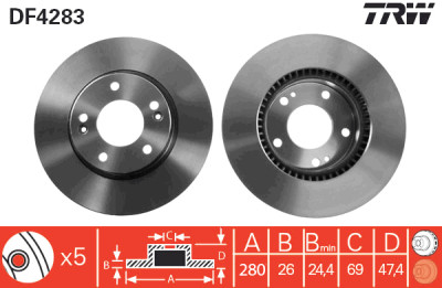 Set di (2) dischi freno TRW DF4283