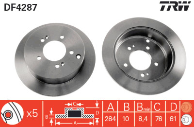 Set di (2) dischi freno TRW DF4287