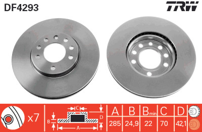 Set di (2) dischi freno TRW DF4293