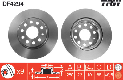 Set di (2) dischi freno TRW DF4294