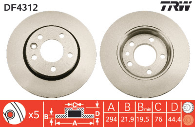 Set di (2) dischi freno TRW DF4312