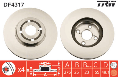 Set di (2) dischi freno TRW DF4317