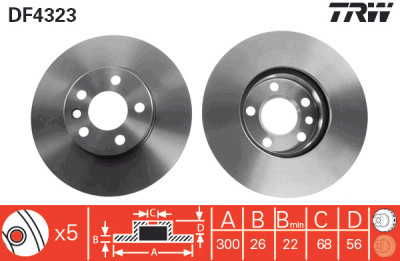 Set di (2) dischi freno TRW DF4323