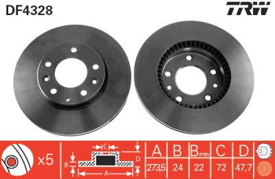 Set di (2) dischi freno TRW DF4328