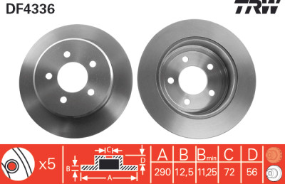 Set di (2) dischi freno TRW DF4336