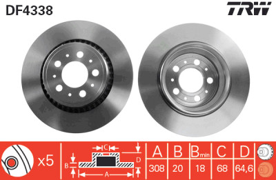Set di (2) dischi freno TRW DF4338