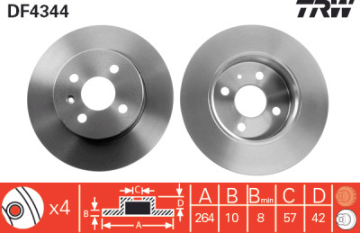 Set di (2) dischi freno TRW DF4344