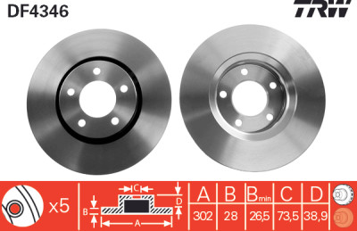 Set di (2) dischi freno TRW DF4346