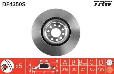 Disco freno TRW DF4350S