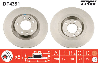 Set di (2) dischi freno TRW DF4351