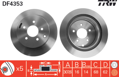 Set di (2) dischi freno TRW DF4353