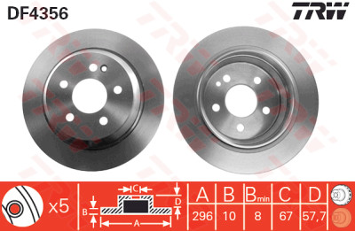 Set di (2) dischi freno TRW DF4356