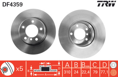 Set di (2) dischi freno TRW DF4359