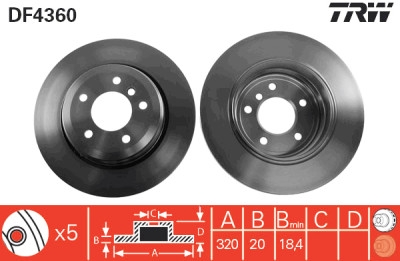 Set di (2) dischi freno TRW DF4360