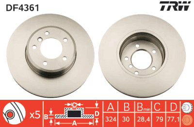 Set di (2) dischi freno TRW DF4361