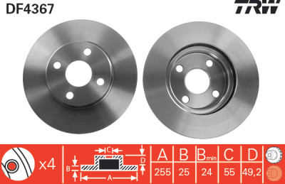 Set di (2) dischi freno TRW DF4367