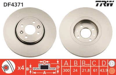 Set di (2) dischi freno TRW DF4371