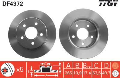 Set di (2) dischi freno TRW DF4372