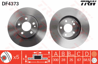 Set di (2) dischi freno TRW DF4373