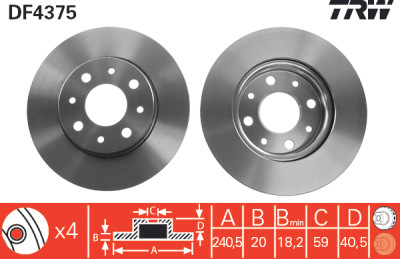 Set di (2) dischi freno TRW DF4375