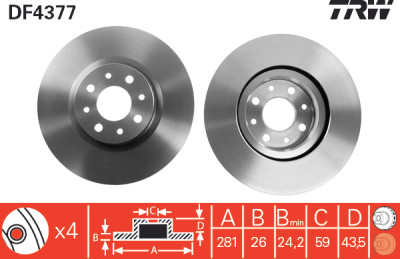 Set di (2) dischi freno TRW DF4377