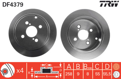 Set di (2) dischi freno TRW DF4379