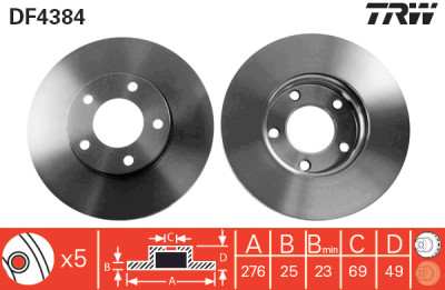 Set di (2) dischi freno TRW DF4384