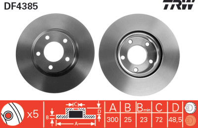 Set di (2) dischi freno TRW DF4385
