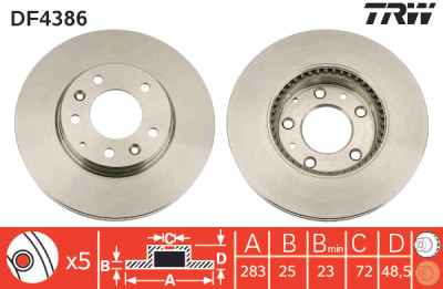 Set di (2) dischi freno TRW DF4386