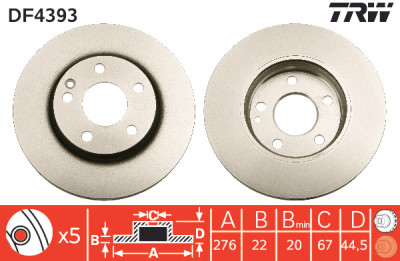 Set di (2) dischi freno TRW DF4393