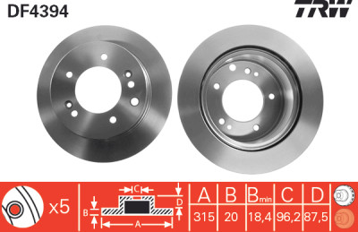 Set di (2) dischi freno TRW DF4394
