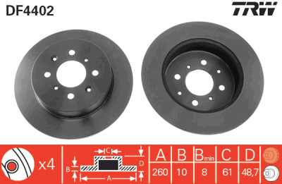 Set di (2) dischi freno TRW DF4402