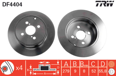 Set di (2) dischi freno TRW DF4404