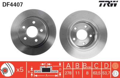 Set di (2) dischi freno TRW DF4407