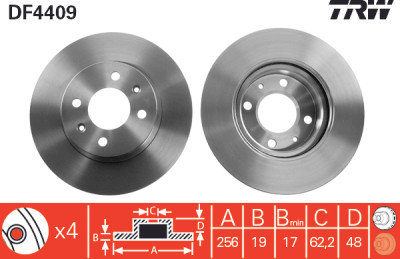 Set di (2) dischi freno TRW DF4409