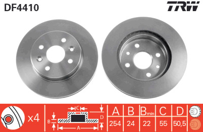 Set di (2) dischi freno TRW DF4410