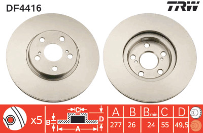 Set di (2) dischi freno TRW DF4416