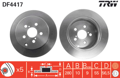 Set di (2) dischi freno TRW DF4417