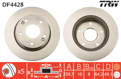 Set di (2) dischi freno TRW DF4428