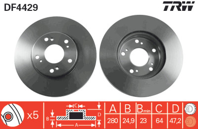 Set di (2) dischi freno TRW DF4429