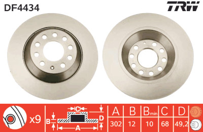 Set di (2) dischi freno TRW DF4434