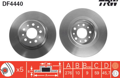Set di (2) dischi freno TRW DF4440