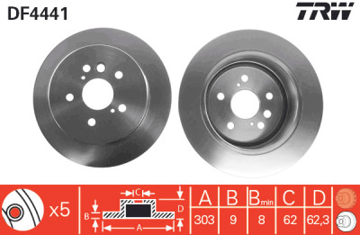 Set di (2) dischi freno TRW DF4441