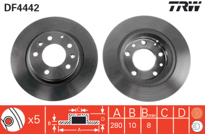 Set di (2) dischi freno TRW DF4442