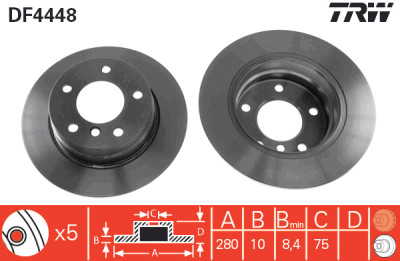 Set di (2) dischi freno TRW DF4448