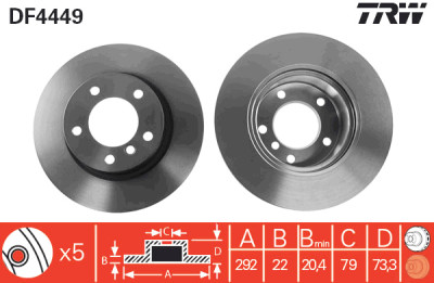 Set di (2) dischi freno TRW DF4449